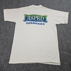 Vintage Aspen Colorado TShirt Large White Medium Fit Single Stitch 90s Gorpcore